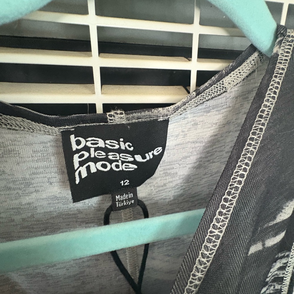 Basic Pleasure Mode Dress - Slightly Sheer with Black and White Graphics
